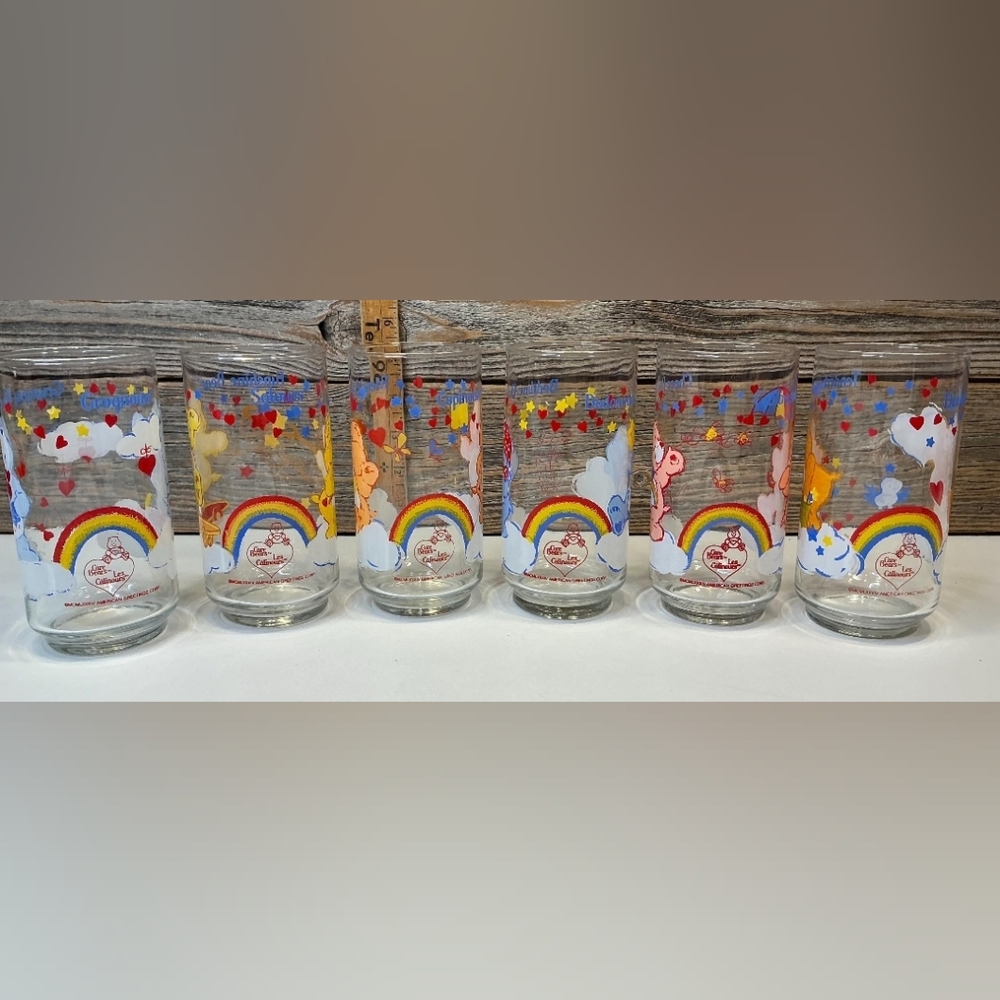 Care Bears American Greetings Full Set Of 6 Glasses - Picture 2 of 2